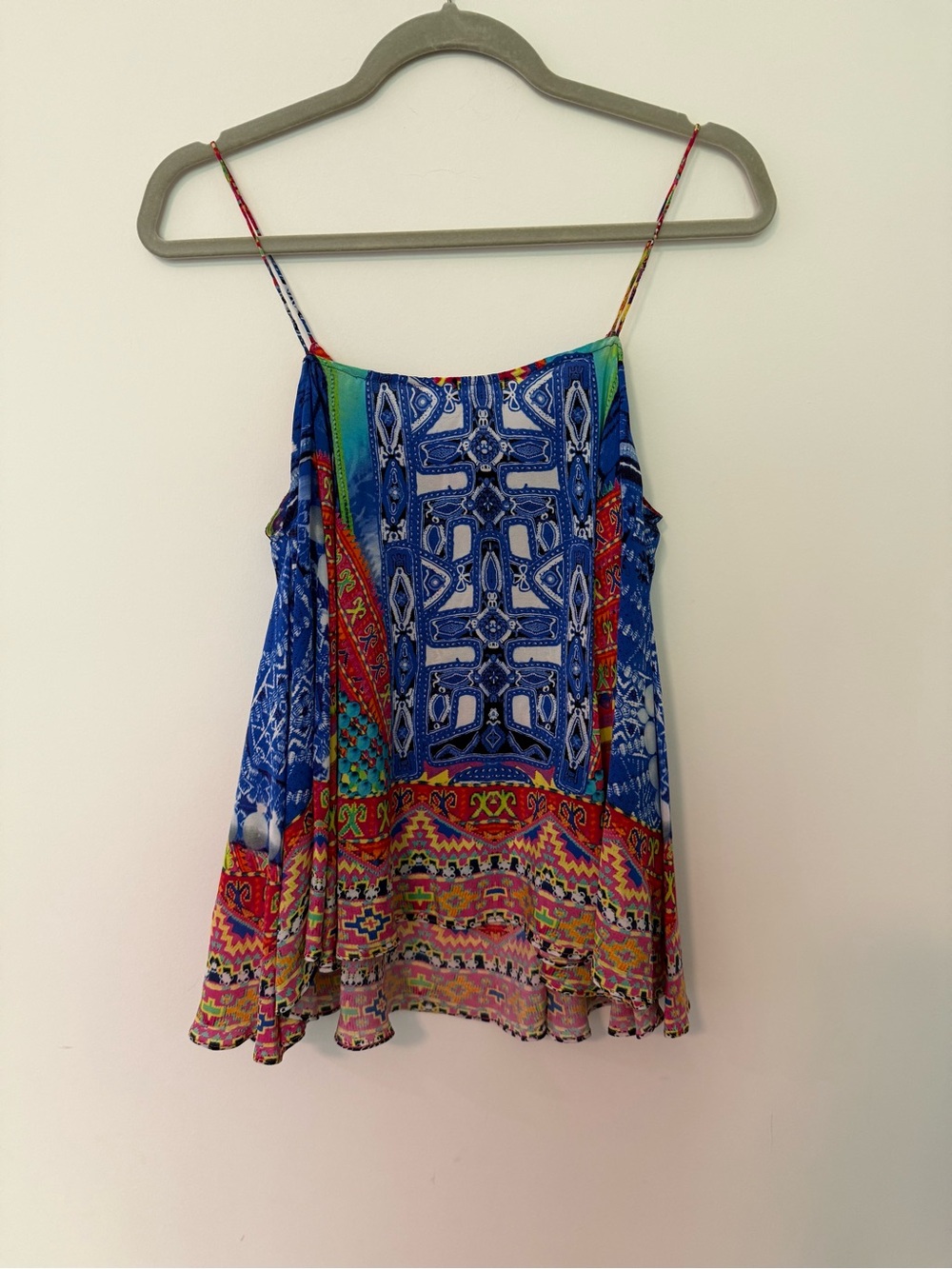 Camilla Silk Embellished Swing Cami Tank Top | Size 1 | Crystal Scarf Print - Picture 7 of 12